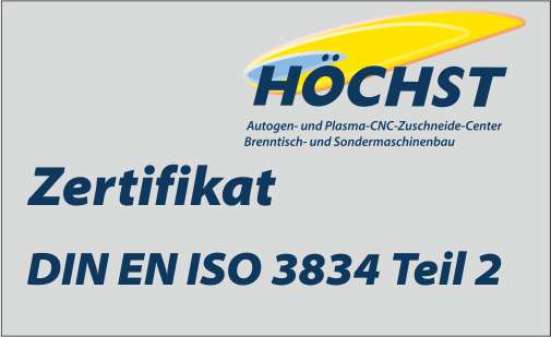 Zertifikat DIN EN ISO 3834